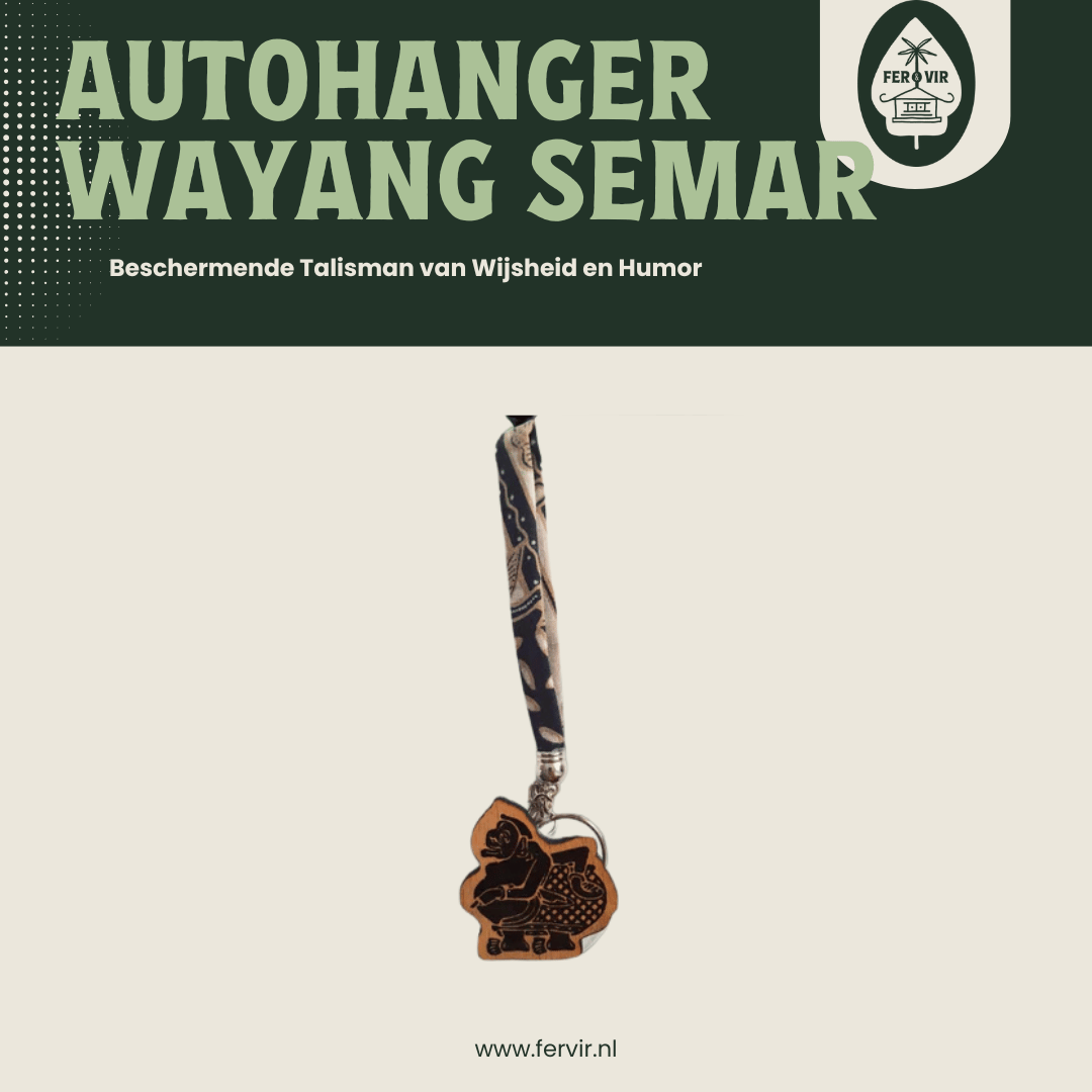 Javaanse Autohanger Wayang Semar – Beschermende Talisman van Wijsheid en Humor