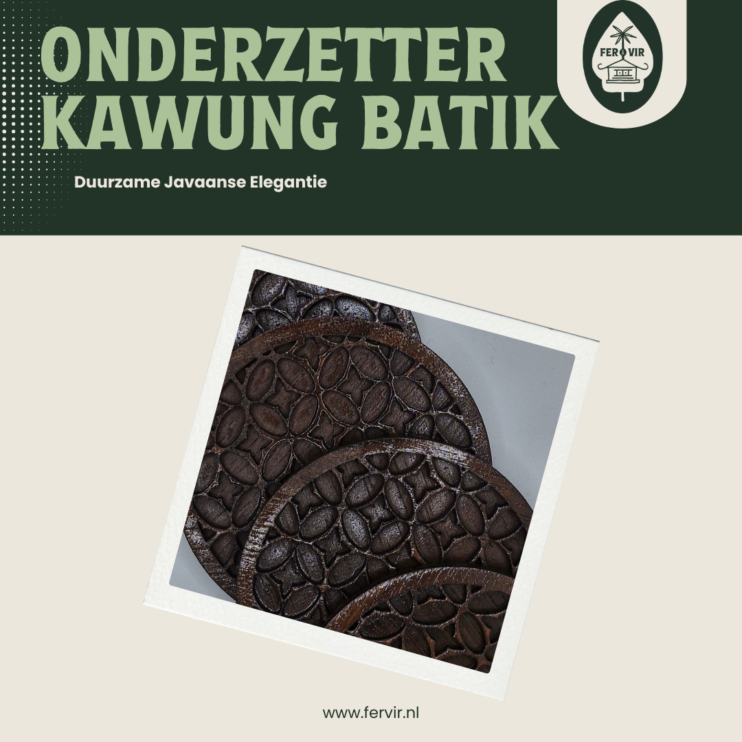 Houten Onderzetters met Kawung Batik Patroon – Duurzame Javaanse Elegantie