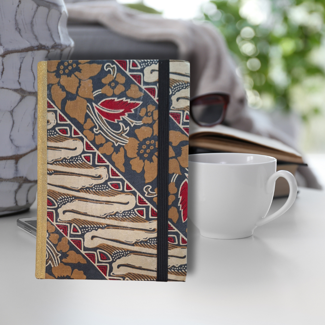 Batik Journaling Boek - Handgemaakt, Multicolor Bruin Grijs Rood, Perfect voor Dagboekliefhebbers - Javanese Culture