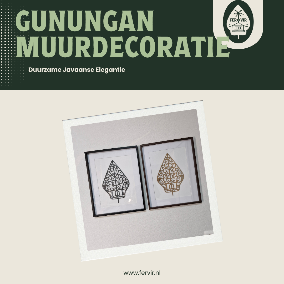 Moderne Javanese Gunungan Kunst – Zwart Ingelijst Wanddecoratie"