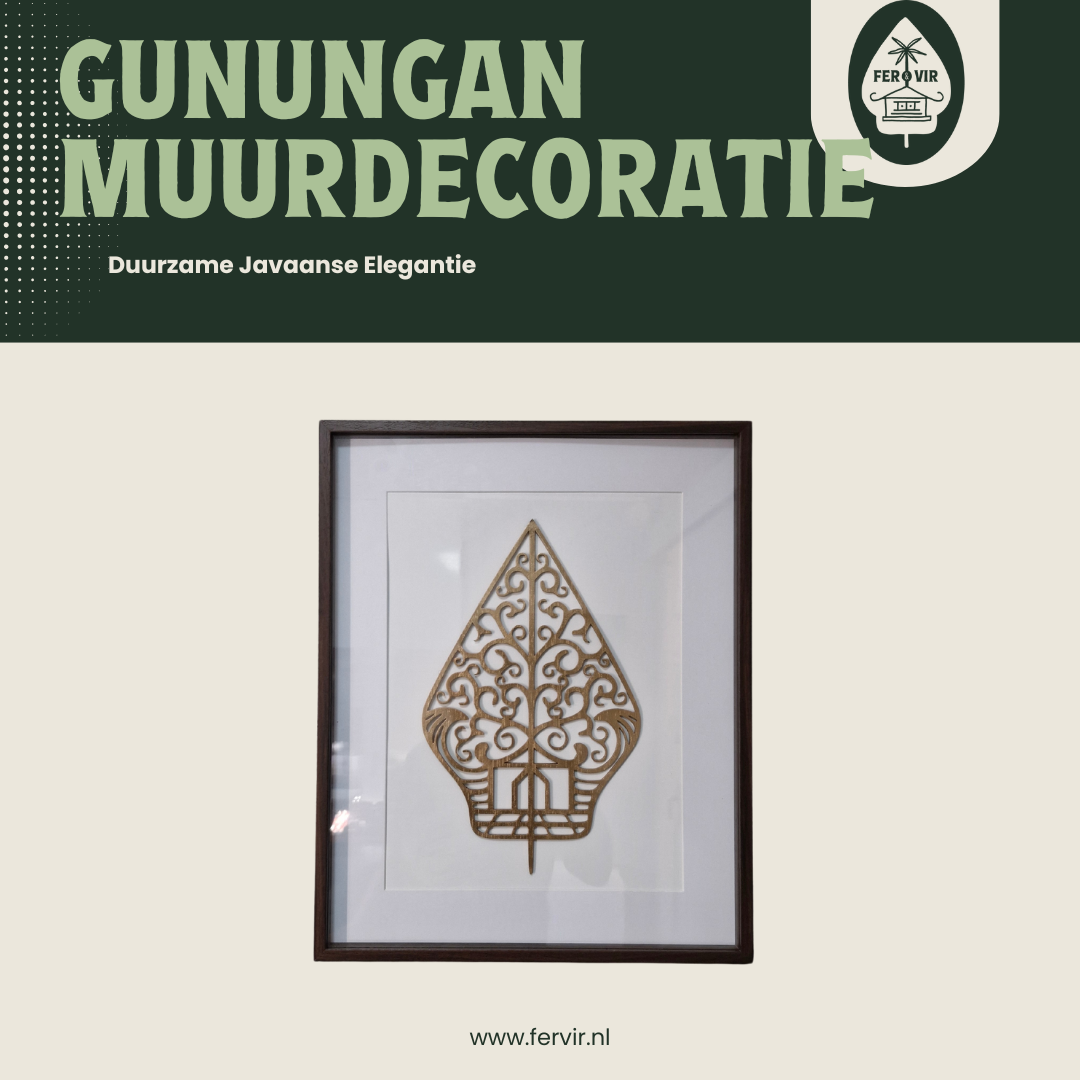 Moderne Javanese Gunungan Kunst – Zwart Ingelijst Wanddecoratie"