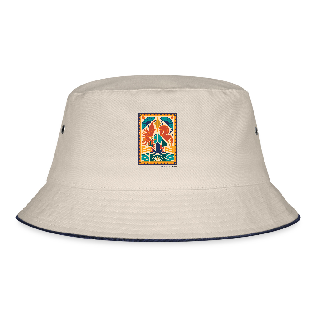 Echo’s van Java Bucket Hat – Javaanse Culturele Hoed | Unisex - ecru/navy