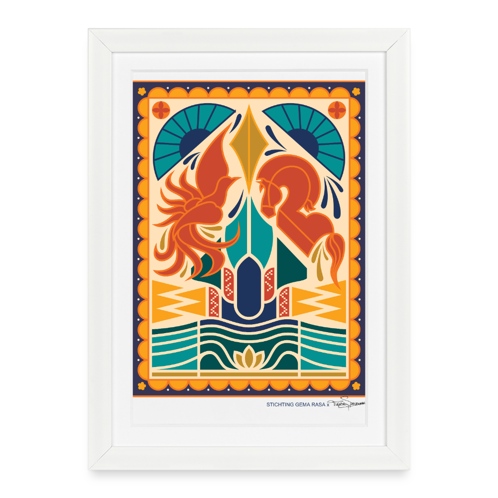 Echo’s van Java Framed Poster 27×37 cm – Javaanse Culturele Wanddecoratie | Ingelijst - white