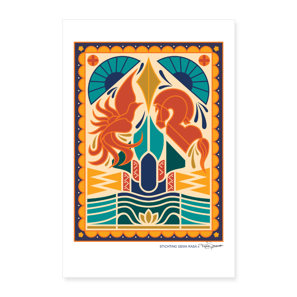 Echo’s van Java Poster 40×60 cm – Javaanse Culturele Wanddecoratie | Zonder Frame - white