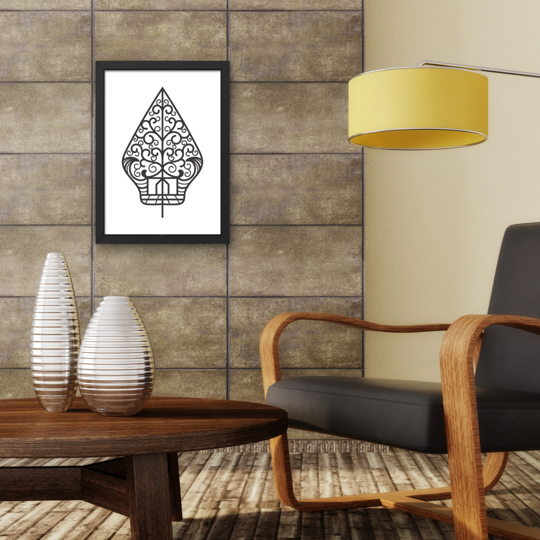 Moderne Javanese Gunungan Kunst – Zwart Ingelijst Wanddecoratie" - Javanese Culture